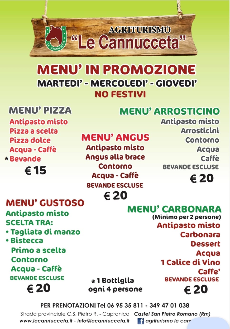 Menù in Promozione